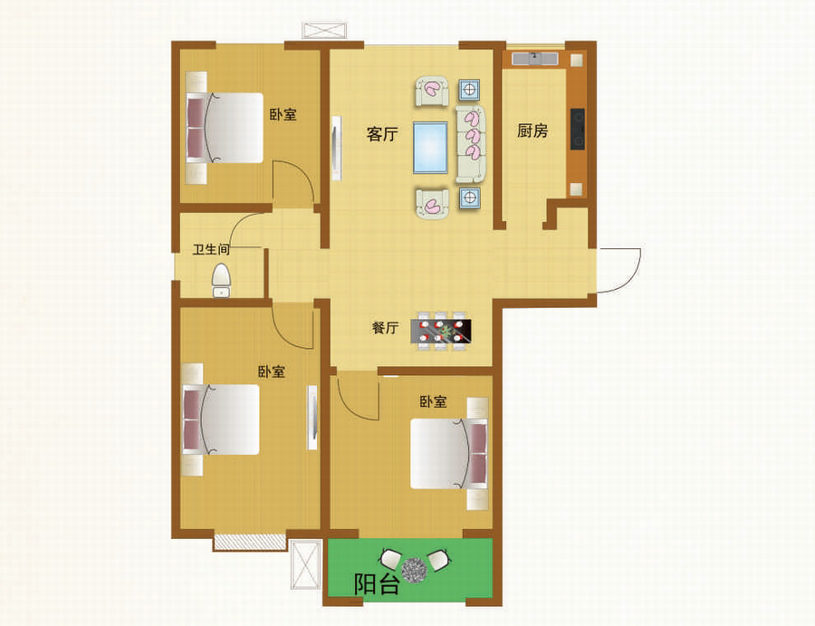 房间南北通透，采光充足，卧室与客厅面积分配合理。
