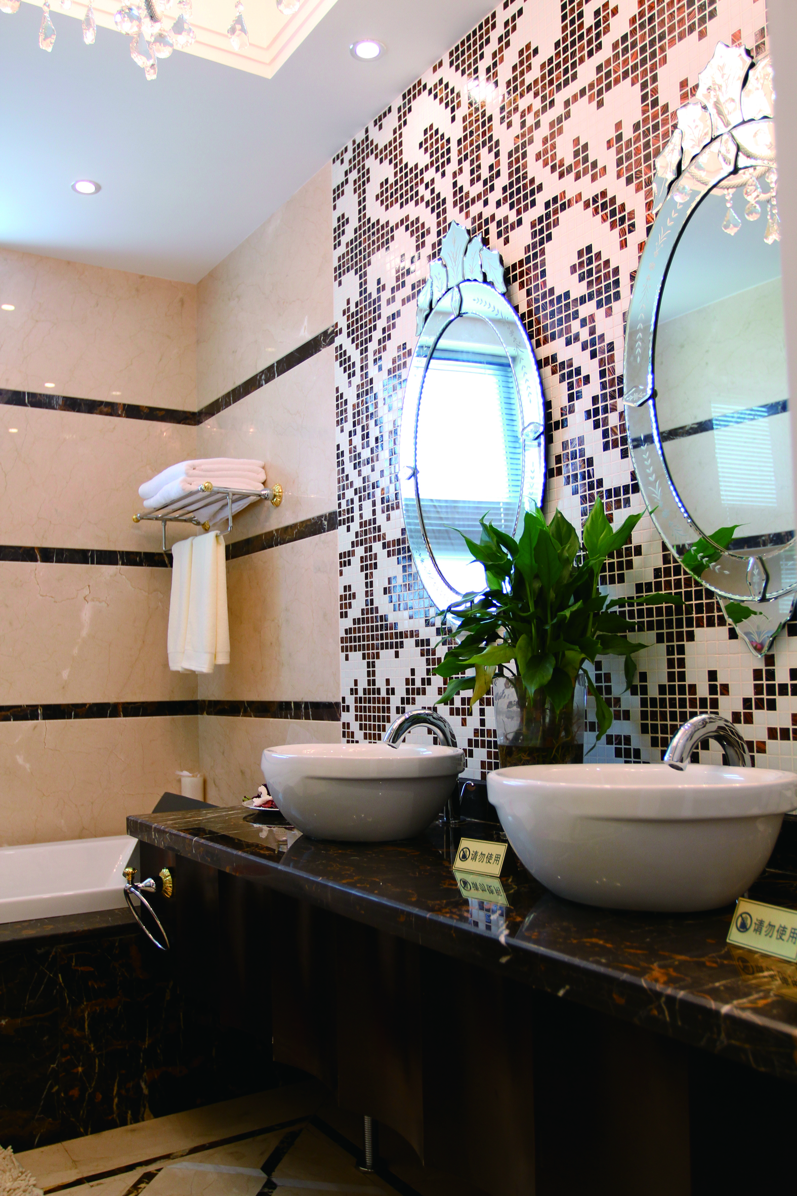 浴室带有华丽的酒店风，尽显品质。
