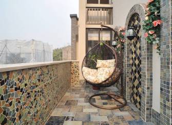160m²欧式风格跃层花园露台装修图片,欧式风格铁艺摇椅图片