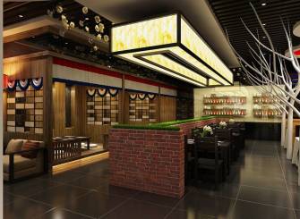 现代风格韩式料理店装修效果图-现代风格餐桌餐椅图片
