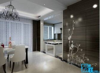 现代港式风格过道印花壁纸效果图