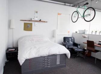 简约风格loft工作间卧室装修图片-简约风格床图片