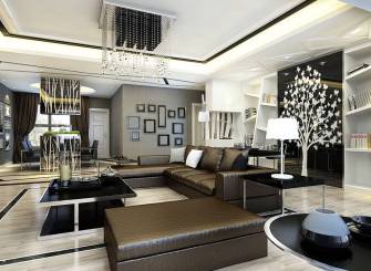180m²大户型现代风格客厅沙发背景墙装修效果图,现代风格沙发图片