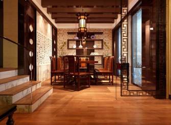 中式风格餐厅背景墙装修效果图-中式风格餐厅吊灯图片