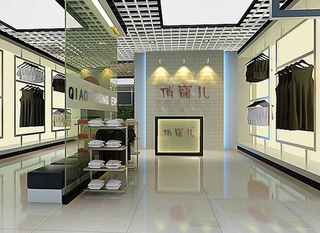 现代风格服装专卖店吊顶装修效果图-现代风格展架图片