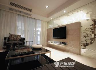 现代风格三居室客厅电视墙装修图,现代风格窗帘图片