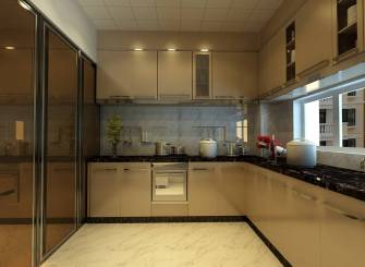 154m²三室两厅简欧风格厨房装修效果图-简欧风格橱柜图片