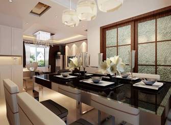 92㎡现代风格三居餐厅背景墙装修效果图-现代风格餐台图片