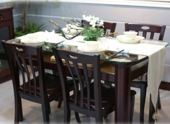 中式风格餐厅双叶实木家具图片