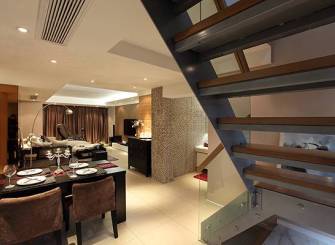 147m²简约风格小复式楼餐厅装修图片-简约风格餐桌椅图片