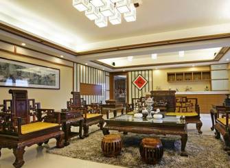 中式古典风格客厅装饰画装修效果图-中式古典风格实木家具图片 