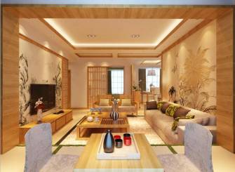三居客厅侧面沙发背景墙装修效果图