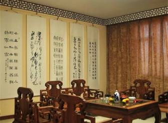 中式风格大户型客厅吊顶装修图,中式风格窗帘图片
