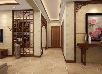 145m²二居室中式风格过道吊顶装修效果图-中式风格家居摆件图片