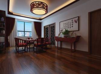154㎡三居室中式风格茶室背景墙装修效果图-中式风格吊灯图片