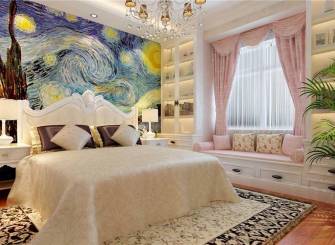 欧式风格女生房间卧室背景墙装修效果图-欧式风格公主床图片