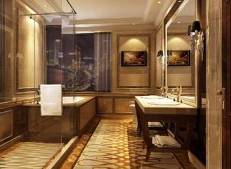 228m²四室两厅欧式古典风格卫生间地面拼花装修效果图-欧式古典风格面盆柜图片