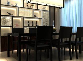 新中式风格餐厅背景墙装修效果图-新中式风格实木餐桌图片