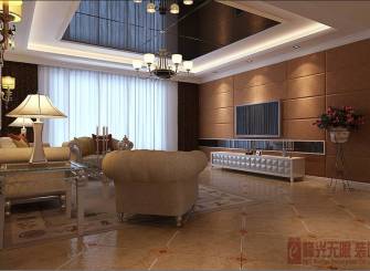 156m²三居室欧式风格电视背景墙装修效果图-欧式风格吊灯图片