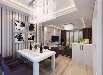 94m²二居室现代风格餐厅吊顶装修效果图-现代风格餐台图片