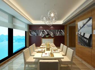 228m²现代风格餐厅背景墙装修效果图-现代风格吊灯图片
