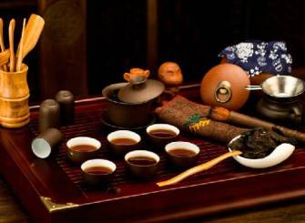 中式客厅实木功夫茶具图片