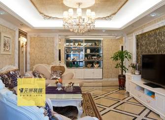 160平三居欧式风格客厅吊顶装修图片,欧式风格客厅吊灯图片