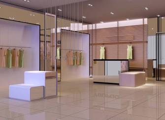 现代风格小型服装店吊顶装修装修效果图-现代风格展台图片