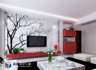 120㎡现代简约风格三室两厅两卫客厅电视背景墙装修效果图-现代简约风格茶几图片
