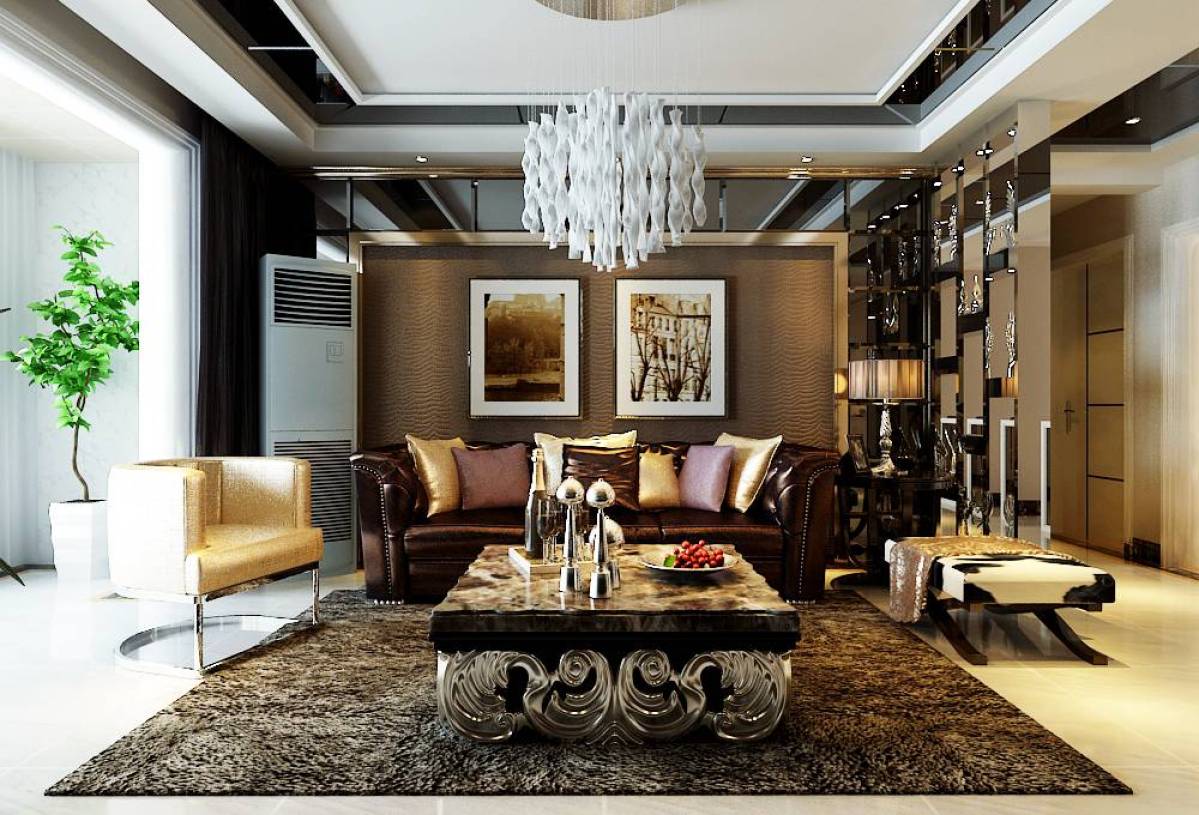 后现代风格客厅墙装修效果图-后现代风格吊灯图片