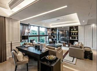 190m²大户型现代简约风格书房吊顶装修效果图-现代简约风格台灯图片