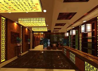 新中式风格走廊吊顶装修效果图-新中式风格吸顶灯图片