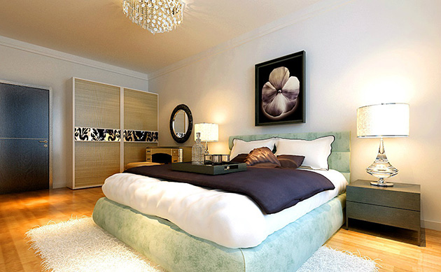 这种主卧室的设计注重营造出豪华、优雅、和谐、舒适、浪漫的居室特点。
