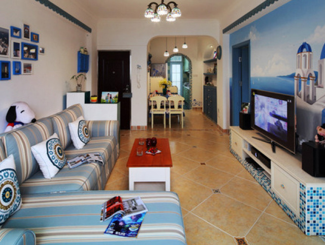 温暖地中海风情两室两厅设计图片