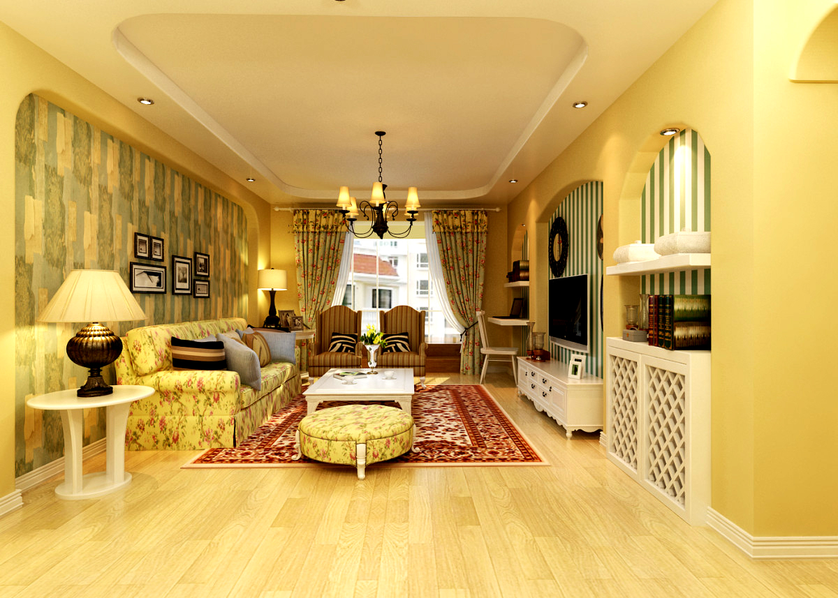 客厅的打造得很美，暖暖的黄色调，让人回到家就倍感温馨。