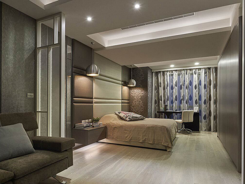 卧室采用灰色空间的设置，平凡中带着一种淡淡的雅致。
