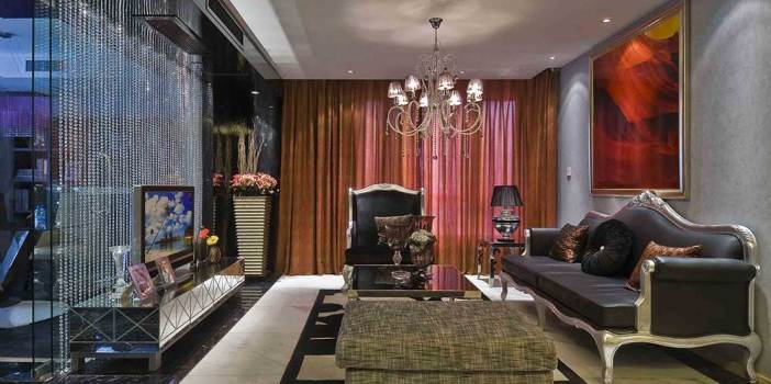 黑色质感现代风格二居室装...