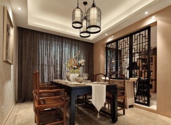 经典复古新中式餐厅效果图赏析