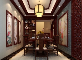 2016红木精美新中式餐厅装饰案例