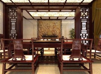 红色雅致中式风格餐厅装潢赏析