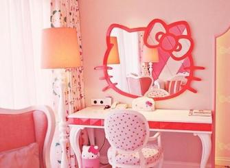 粉色现代风格HelloKitty儿童房图片