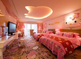 Hello kitty粉色现代风格儿童房装修效果图