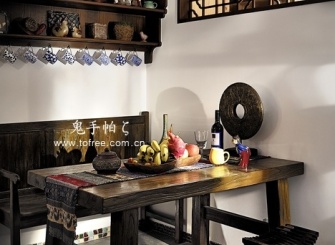 白色中式风格餐厅橱柜设计图