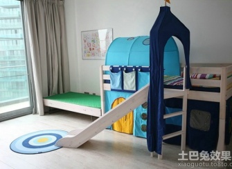 混搭风格蓝色儿童房美图
