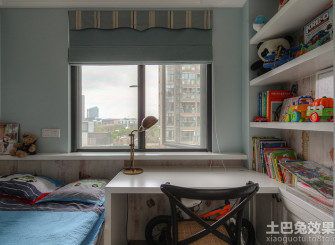 蓝色美式儿童房效果图欣赏