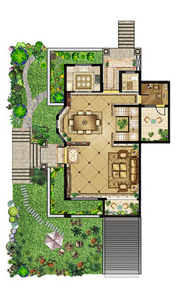 四室三厅的大别墅更需要细心地规划和设计让格局实用大方，配饰协调不重复。