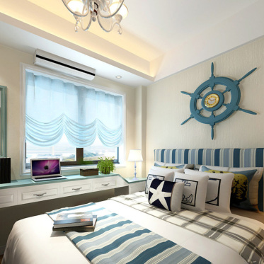 地中海海洋色系卧室装饰设...