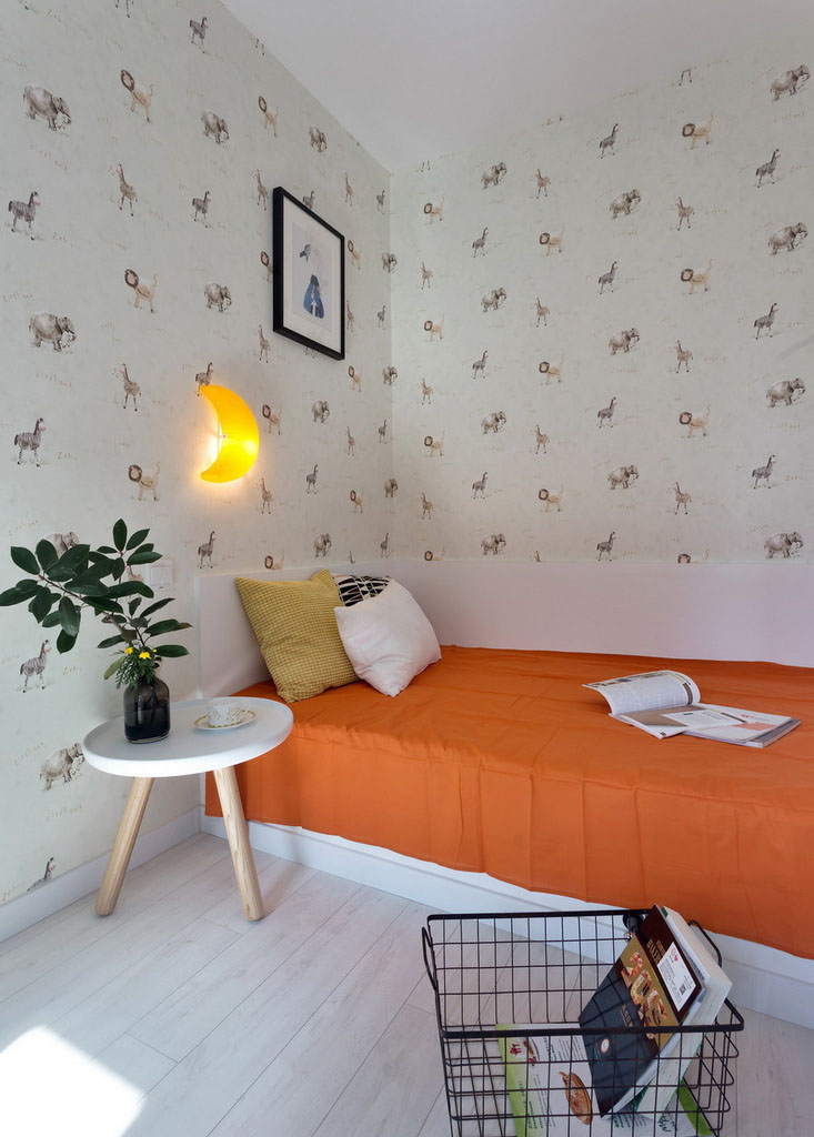 儿童房的简单设计用橙色的鲜艳把童年的热烈妆点。